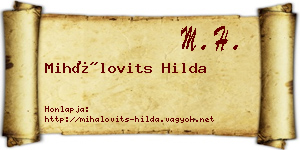 Mihálovits Hilda névjegykártya